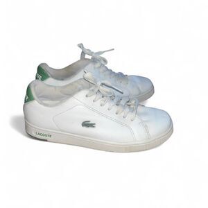 Lacoste Men's White and Green Retro Carnaby Sneakers SZ 8